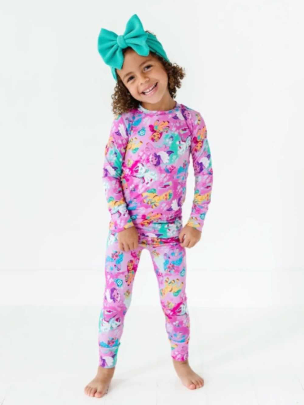 Bums & Roses x My Little Pony Bamboo Pajama Set Pink 2-Piece Size 5/6 GUC